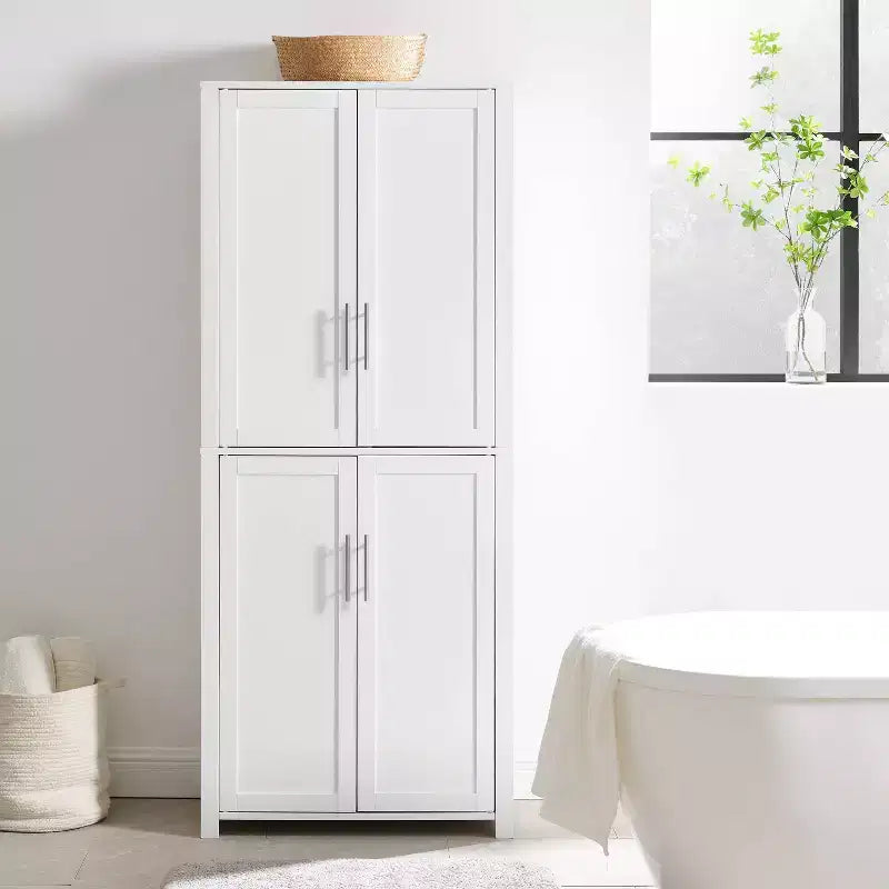 Dispensa alta stile Shaker, grigia/bianca, 4 ante, 1 persona