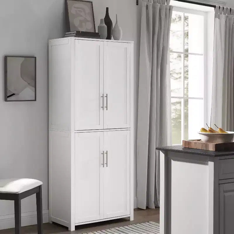 Dispensa alta stile Shaker, grigia/bianca, 4 ante, 1 persona
