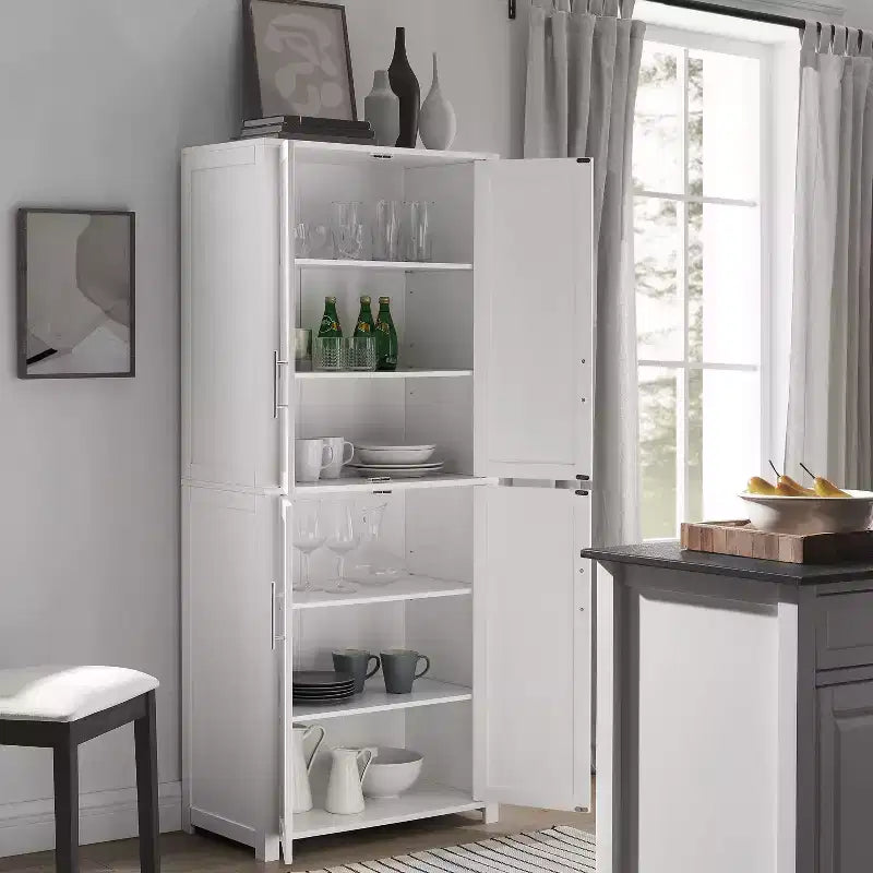 Dispensa alta stile Shaker, grigia/bianca, 4 ante, 1 persona