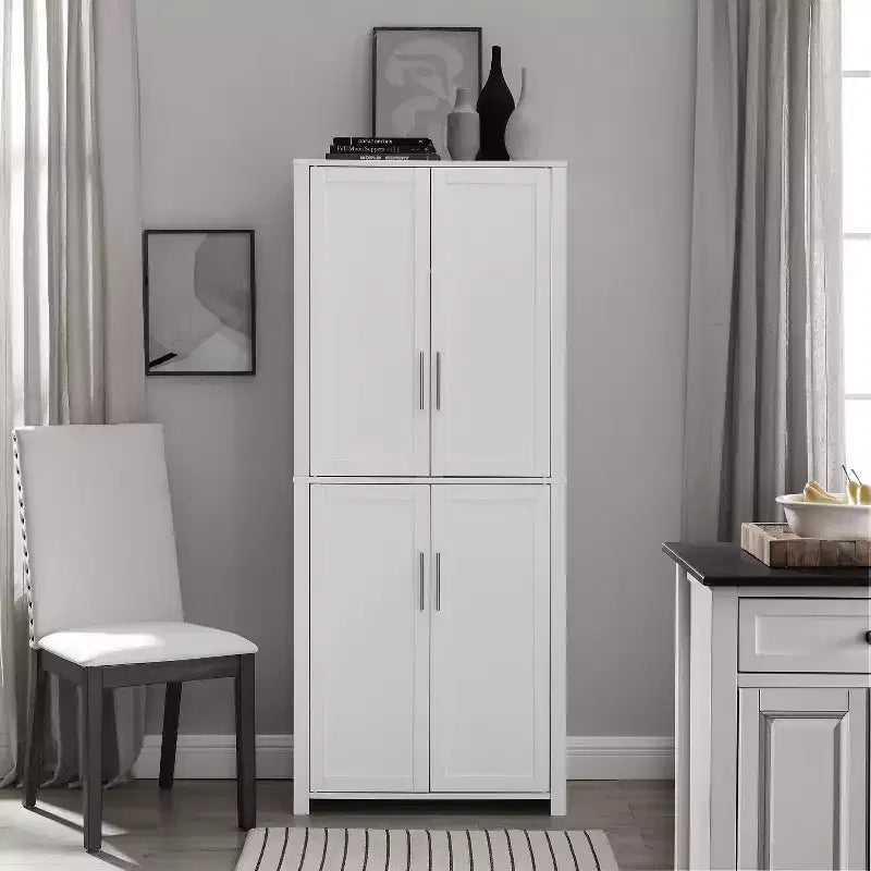 Dispensa alta stile Shaker, grigia/bianca, 4 ante, 1 persona