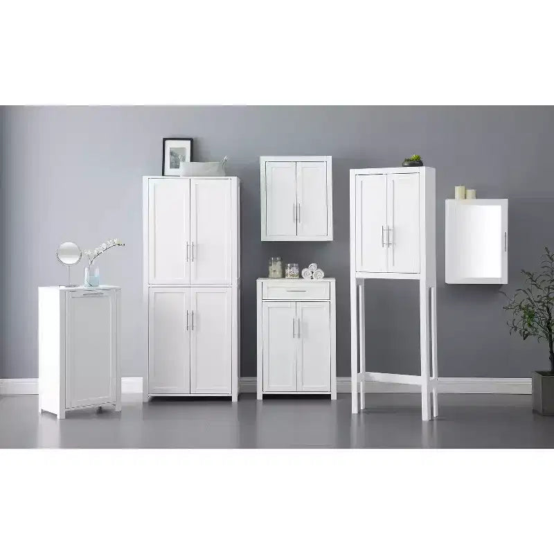 Dispensa alta stile Shaker, grigia/bianca, 4 ante, 1 persona