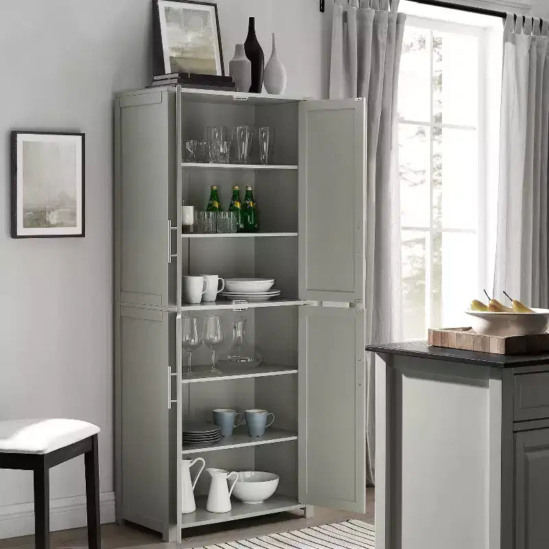 Dispensa alta stile Shaker, grigia/bianca, 4 ante, 1 persona