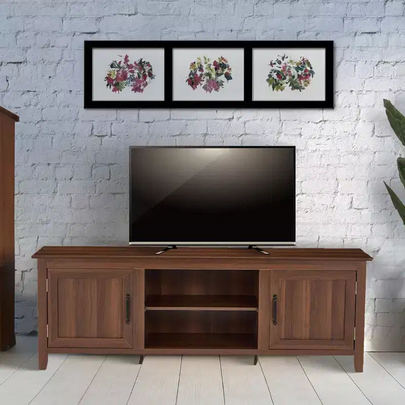 Mobile TV in Legno Marrone con Venature, Mobiletto Contenitore, Stile Unico