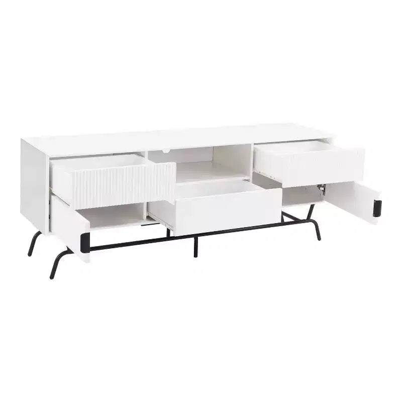 Mobile TV moderno indaco/bianco e nero con 3 cassetti e armadietto, adatto per TV fino a 65"