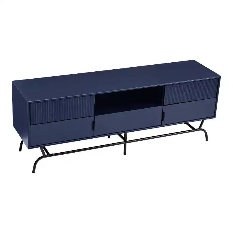 Mobile TV moderno indaco/bianco e nero con 3 cassetti e armadietto, adatto per TV fino a 65"