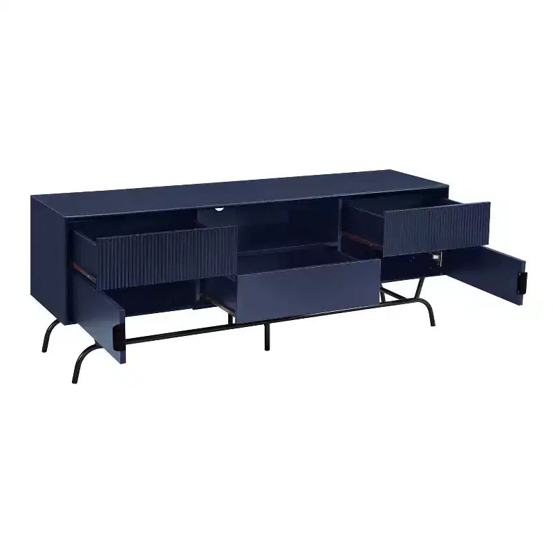 Mobile TV moderno indaco/bianco e nero con 3 cassetti e armadietto, adatto per TV fino a 65"