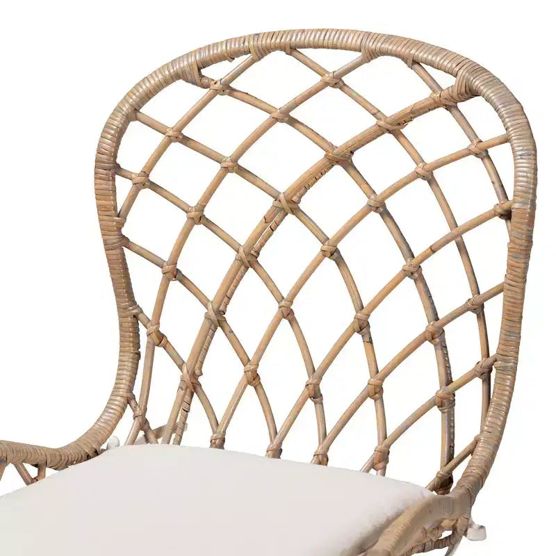 Sedia da pranzo senza braccioli in rattan e metallo bohémien nera/marrone, set da 2