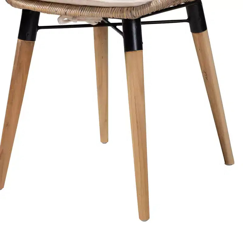 Sedia da pranzo senza braccioli in rattan e metallo bohémien nera/marrone, set da 2