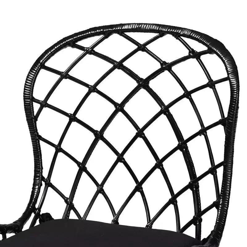Sedia da pranzo senza braccioli in rattan e metallo bohémien nera/marrone, set da 2