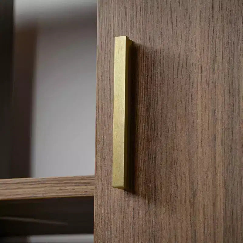 Libreria da parete a 5 ripiani in noce e ottone / noce e grigio, montaggio da 1 persona