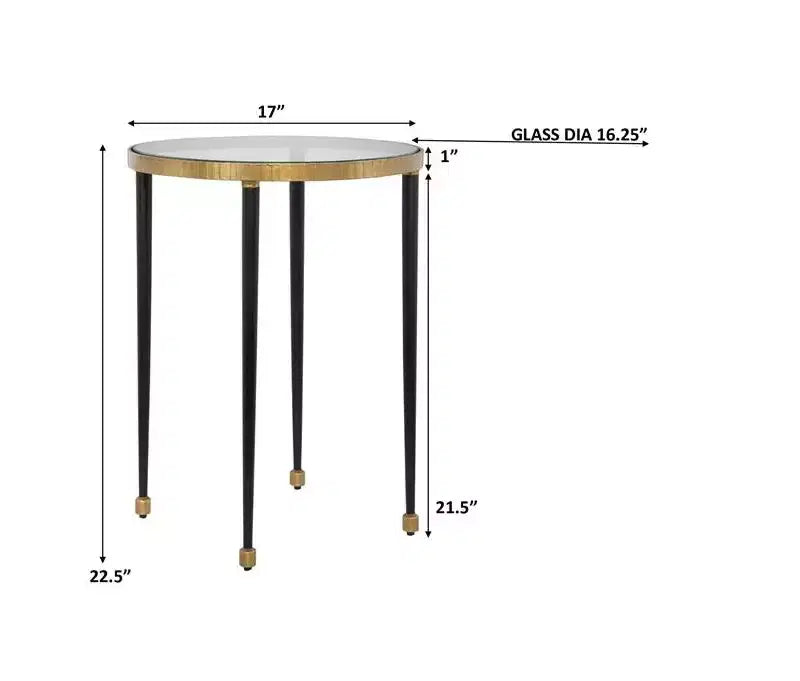 Tavolino rotondo antico color oro e nero per 1