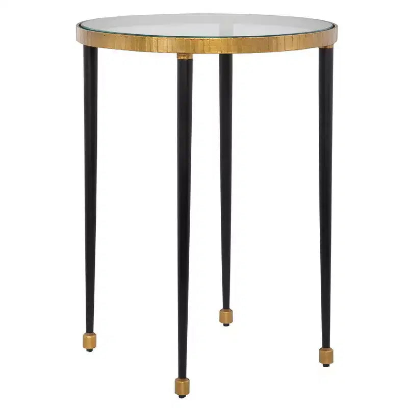 Tavolino rotondo antico color oro e nero per 1