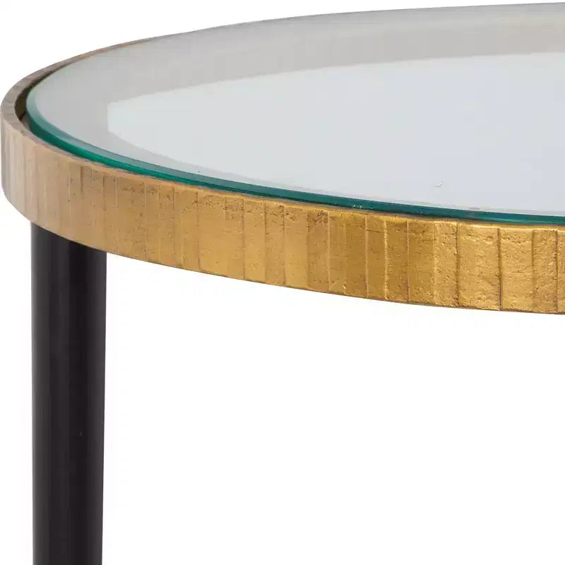 Tavolino rotondo antico color oro e nero per 1