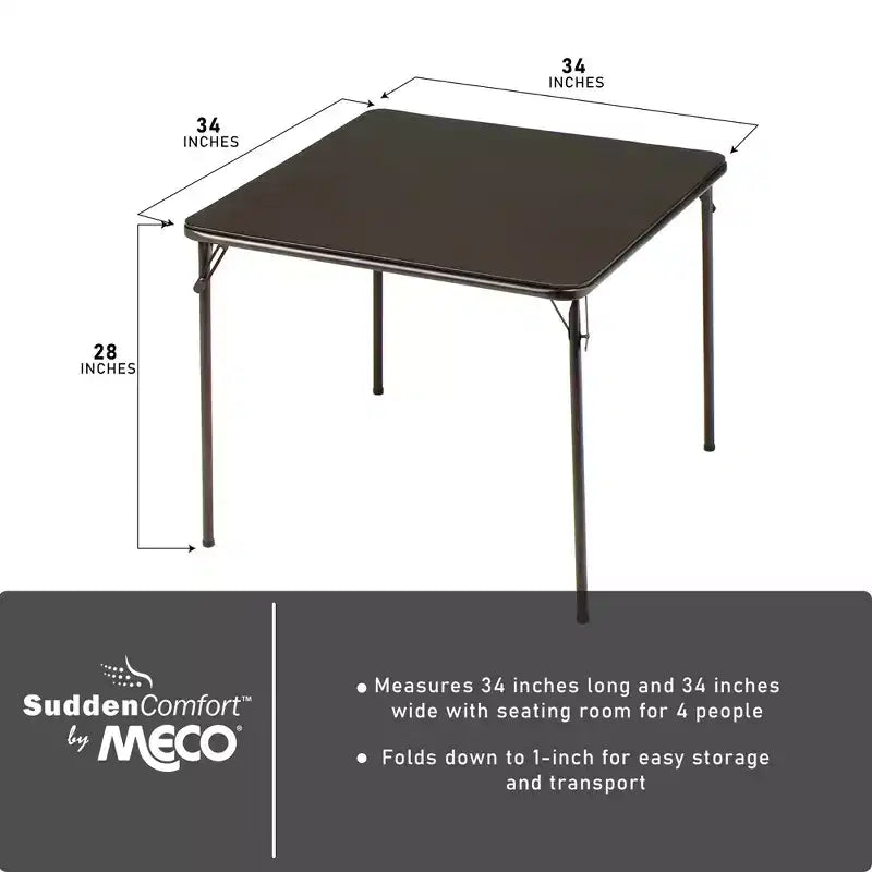 Tavolo pieghevole quadrato per 4, colore Buff/Cinnabar