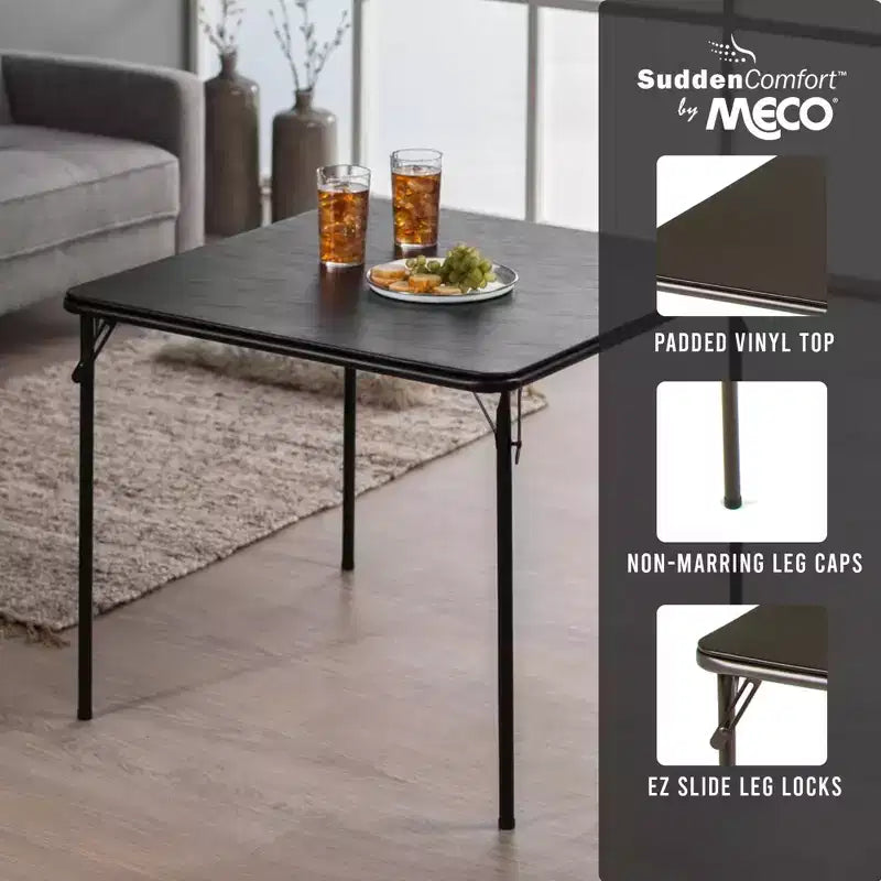 Tavolo pieghevole quadrato per 4, colore Buff/Cinnabar